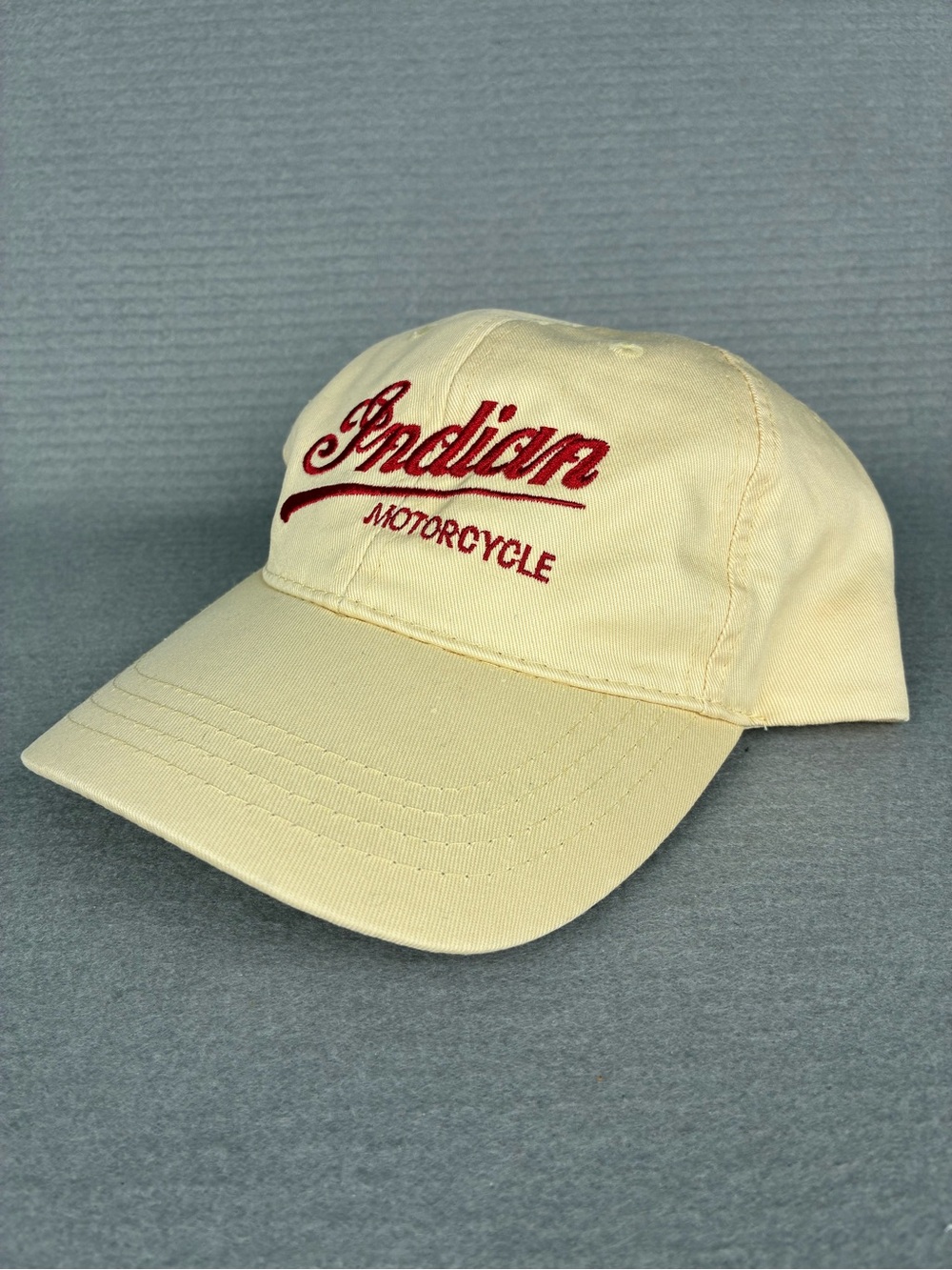 Indian Motorcycle Cream Baseball Cap with Red Embroidery